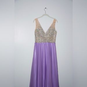 Cocoa Couture, Lavender Rhinestone Formal Dress.